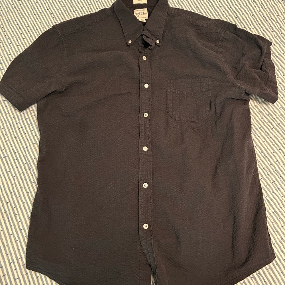 J. Crew Men's Dark Gray Casual Button-Down Shirt